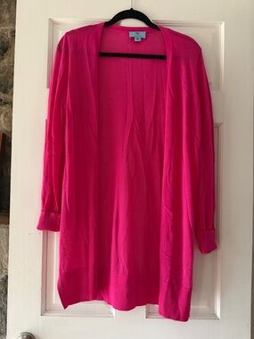 CeCe Vibrant Hot Pink Open-Front Cardigan